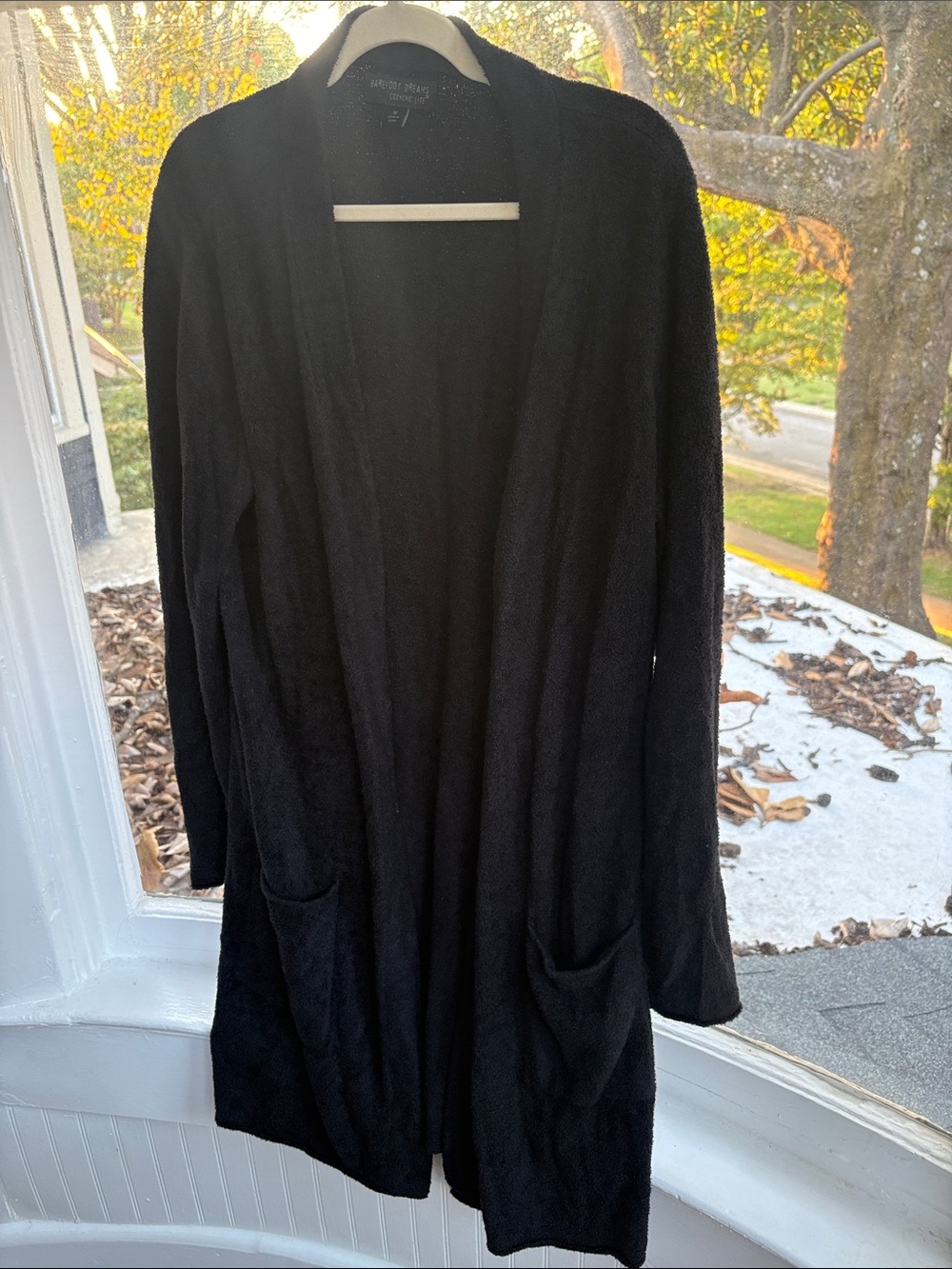 Barefoot Dreams Black Open-Front Teddy Jacket-Medium